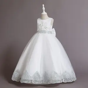 कपड़े फीता Jacquard सुरुचिपूर्ण, राजकुमारी पोशाक सुंदर फूल शराबी टूटू स्कर्ट Bowknot पियानो शो बच्चों के कपड़े लड़कियों के लिए/