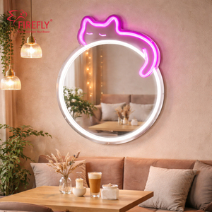 Specchio LED Personalizzato a Forma di Gatto con Luce al Neon per Decorazione Murale di <span class=keywords><strong>Caffè</strong></span> e Camere da Letto - Product Image 1