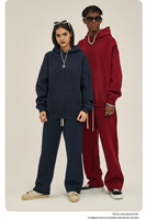 Ensemble Surdimensionné à Capuche en Polaire Épaisse Pantalon de Jogging Évasé à Jambe Large Droite Survêtement Solide Haute Qualité pour Entraînement