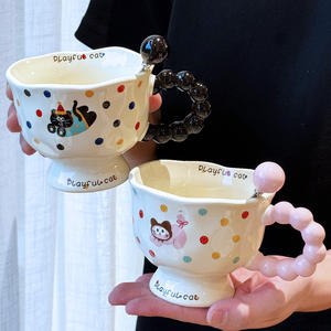 Mug en céramique ludique pour chien avec poignée et cuillère, design de dessin animé, pour le petit-déjeuner, le café, cadeau - Product Image 4