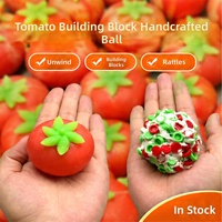 Balle anti-stress en caoutchouc en forme de tomate, bloc de construction DIY, jouet souple pour jeunes (15-35 ans) - Idéal pour la décompression et le soulagement de l'anxiété