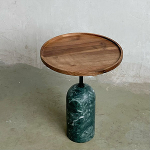Venta al por mayor nuevo diseño redondo sala de estar pequeña mesa auxiliar de madera moderna con base de mármol natural - Product Image 3