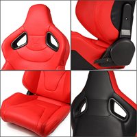 Siège de course universel Jiabeir en cuir PVC rouge avec double glissière JBR1093