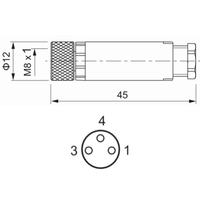 Expédition d'usine BAYMRS 3 broches M8 a Code femelle bornes à vis droites connecteur circulaire IP67 classé 4A PG7 sortie de câble