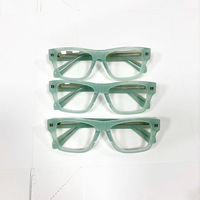 Lunettes de vue unisexes anti-lumière bleue, monture carrée épaisse en acétate transparent, polies à la main, finition brillante, style luxueux et tendance