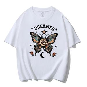 เสื้อยืดคอกลมแขนสั้นสำหรับผู้หญิงแฟชั่นขนาดใหญ่พิเศษพิมพ์ลายผีเสื้อสำหรับฤดูร้อน - Product Image 6