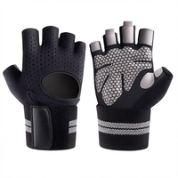 Gants de sport en polyester avec sangle de poignet réglable, pour la gym, le cyclisme, la pêche, le fitness, demi-doigts, respirants, légers et durables