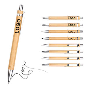 Promozionale a buon mercato stampa promozionale Eco Friendly penna a sfera in legno con Logo personalizzato firma sfera stilo semplice penna di bambù - Product Image 5