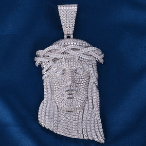 תליוני יהלום בהתאמה אישית מכסף סטרלינג S925, זהב מלא 9 קראט, 10 קראט, 14 קראט, 18 קראט, עם דוגמת ישו, יהלומי מעבדה VVS מוסאניט, תליון משובץ יהלומים. - Product Image 1