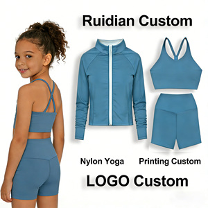 Completo Sportivo in Nylon ad Asciugatura Rapida per Bambini, Set Giacca Yoga, <span class=keywords><strong>Abbigliamento</strong></span> Attivo per Bambini, <span class=keywords><strong>Abbigliamento</strong></span> Sportivo per Ragazze, Set Yoga Lu - Product Image 1