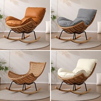 Fauteuil à bascule inclinable pour adulte, fauteuil en rotin minimaliste moderne et mobile pour balcon, salon, canapé paresseux une place, décontracté