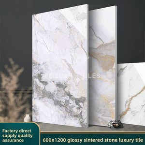 กระเบื้องพอร์ซเลนลายหินอ่อนขนาดใหญ่ 600x1200 มม. ผิวมันเงา แผ่นเล็ก รุ่นแจ๊สไวท์ สไตล์โมเดิร์นมินิมอล ทนทานต่อการสึกหรอ เหมาะสำหรับห้องนั่งเล่น - Product Image 2
