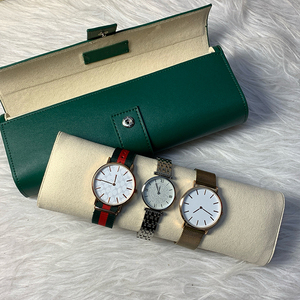 Wholesale Luxury Leather Watch <b>Roll</b> Case Anti-Scratch Fleece Lining Removable Pillows Watch <b>Roll</b> Organizer - Product Image 1