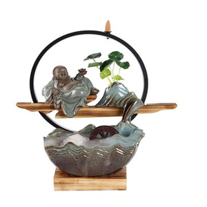 Brûleur d'encens en porcelaine <span class=keywords><strong>Bouddha</strong></span> moine, tour à reflux pour cônes et bâtonnets - Product Image 1