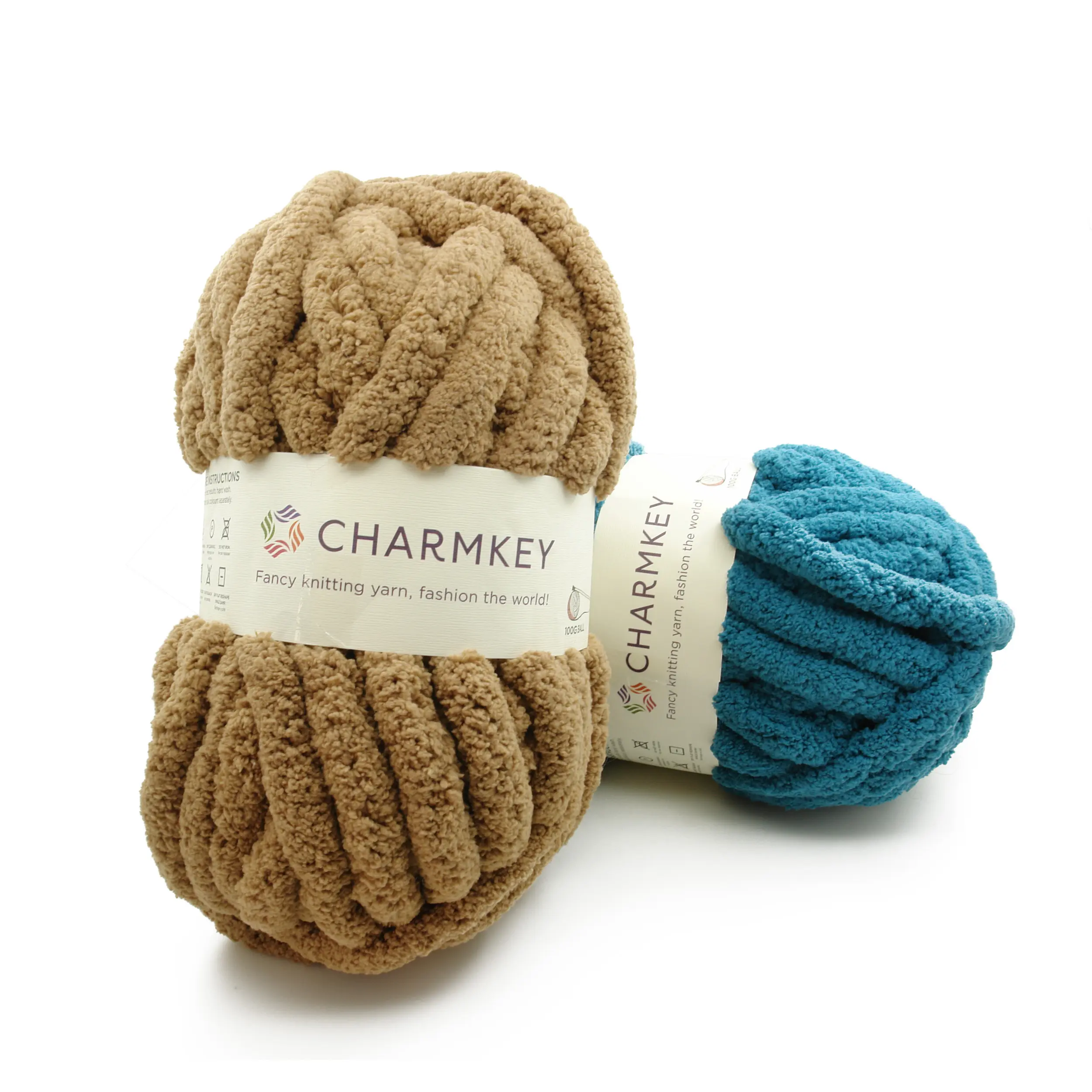 Charmkey solid chunky chenille ความทนทานสูงโพลีเอสเตอร์ 100% fdy เส้นด้ายสำหรับถักโครเชต์นุ่มพรมผ้าห่ม