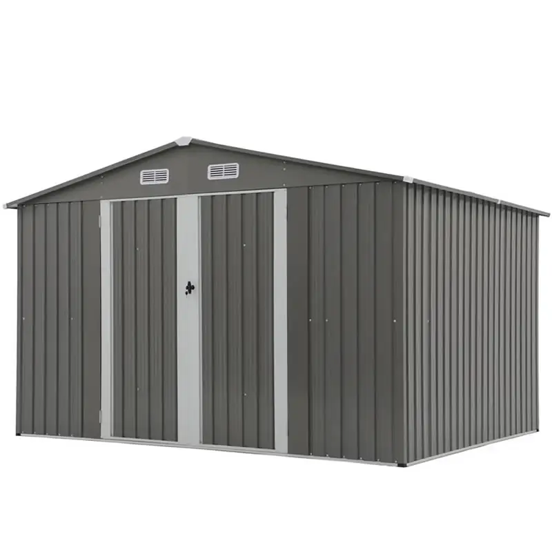 Outdoor Storage Shed All Weather Metal Tool Sheds with Air Vent & Lockable Doors for Garden Backyard Front Yard Lawn Patio