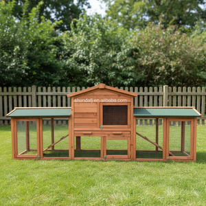 Casa Moderna de Lujo para Mascotas de Exterior, de Madera, Impermeable, con Dos Rampas y Diseño Impreso, para Conejos y Gallinas - Product Image 2