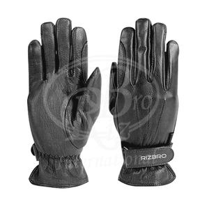 ถุงมือขี่ม้าหนังวัวสีดำนำกลับมาใช้ใหม่ได้พร้อมที่จับสำหรับอุปกรณ์ขี่ม้า - Product Image 1