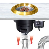 Réchaud à gaz de cuisine commerciale Modi avec barbecue coréen naturel de table pliant doré pour restaurants Brûleur à gaz intégré