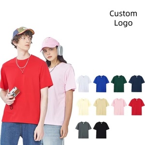 T-shirt unisexe col rond 220g 100% coton peigné, logo personnalisé, t-shirt fitness lourd uni, impression durable, manches courtes - Product Image 1