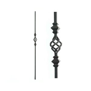 Balustres d'escalier en fer noir satiné creux d'intérieur de 12.7mm 44 pouces de hauteur S balustrades en fer à défilement balustres décoratifs avec chaussures de 1/2" - Product Image 5