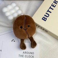 Pendentif Porte-clés Poupée en Peluche en Coton PP en Forme de Grains de Café, Créatif et Amusant, UKJellycatDoll, Hauteur 0-10cm, Vente en Gros