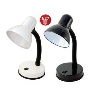 Lampada da Tavolo CHARLESTON Bianca con Paralume Nero, Sorgente Luminosa LED Elettrica per Camera da Letto, Soggiorno, Hotel, Stile Scandinavo in Vetro e Cristallo - Product Image 1