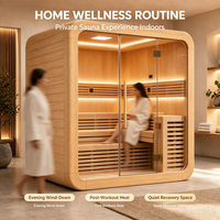 Cabine de sauna extérieure en bois avec banc et poêle infrarouge pour jardin