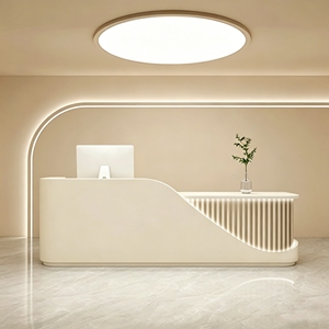 Mostrador de Recepción de Madera con Forma de Ola Contemporánea CR104 para Tiendas, Vestíbulos de Hoteles, Consultorios Médicos, Espacios de Trabajo Compartidos y Salones de Belleza - Product Image 1