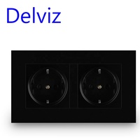 Prise électrique double Delviz, AC 110~250V, panneau PC 146mm*86mm, alimentation électrique européenne double prise, prise murale standard européenne 16A