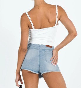 Jupe-short Bowden taille mi-haute en jean délavé, décontractée, sexy, respirante pour l'été - Product Image 3