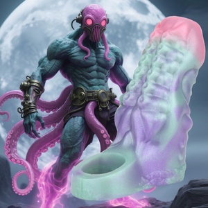 Anillo para pene de silicona con ventosa y funda de dildo de pulpo de fantasía para hombres - Product Image 1