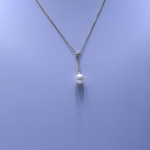 Collar con Colgante de Perla de Agua Dulce en Forma de Arroz, Plata S925, 8.5-9.5mm, Cadena en Forma de Y, Luz Intensa, Venta al Por Mayor del Fabricante - Product Image 1
