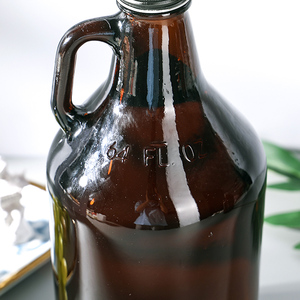 Carafe à personnaliser en <span class=keywords><strong>verre</strong></span>, en ambre, 32oz, 64oz, <span class=keywords><strong>1l</strong></span>, 2l, komucha, pour bière, avec couvercle à vis noire, livraison gratuite - Product Image 2