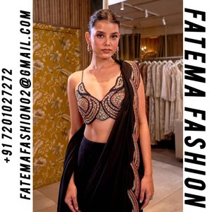 Derniers modèles de sari en faux georgette, magnifiques et élégants, non cousus, lavables, pour femmes, vêtements indiens et pakistanais, OEM - Product Image 2