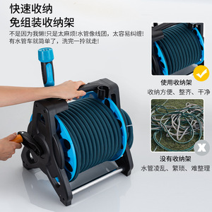 Carrete para manguera de jardín con pistola pulverizadora, sistema de riego enrollable de PVC de 50 pies para patio, césped y lavado de coches - Product Image 2