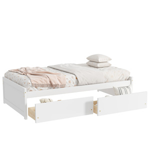 White Solid Wood Children's <b>Storage</b> Bed With <b>Drawers</b> Bedroom Furniture For Kids - Product Image 5