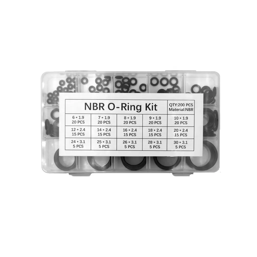 200PCS Nitrile Rubber O-Ring Sealing Rings Set Box NBR