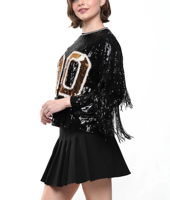 T-shirt col en O pour femmes, Tenue Volunteers du Tennessee Gameday, robe en jersey à paillettes avec pompon, nouvelle collection