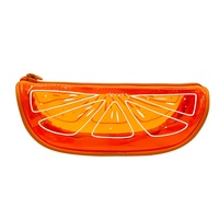 Trousse à crayons créative en PVC transparent, motif mignon pastèque, orange, kiwi, sac à stylos en gelée avec fermeture éclair pour l'école et le bureau