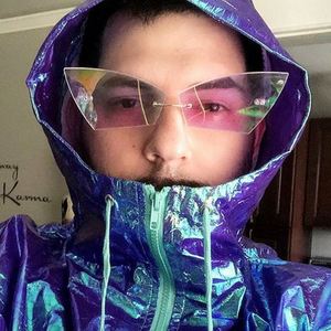 Nouvelles lunettes de soleil carrées œil de chat rouges sans monture, mode vintage 2020 pour hommes et femmes - Product Image 4