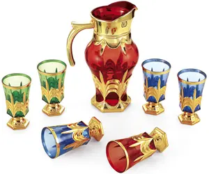 Arabic Trà Cup Set Nước Tùy Chỉnh Jug Nước Nồi Và Thủy Tinh Thiết Lập Màu Glass Jug