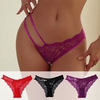 Más Vendido Tanga de Encaje para Mujer, de Color Liso, de Talle Bajo, Transparente, con Diseño Calado y Efecto Levanta Glúteos