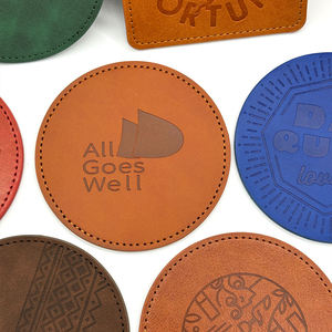 Wholesale Personal PU Leather <b>Coaster</b> Custom Logo Print Logo PU Leather <b>Coaster</b> for <b>Drinks</b> <b>Coasters</b> Pad Cup Mat - Product Image 5