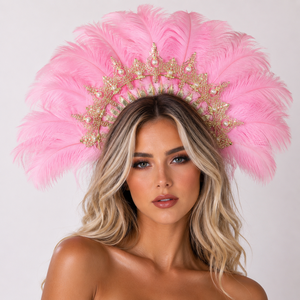 Nouvel Arrivage – Coiffes en Plumes d'Autruche Bleues Faites à la Main, Confortables, Élégantes, Unisexe, Durables, Idéales pour les Fêtes - Product Image 2