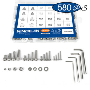 NINDEJIN Stainless Steel Allen <b>Bolts</b> Nuts Washers Kit M2 M3 <b>M4</b> M5 Sizes Plain Grade A2-70 - Product Image 4