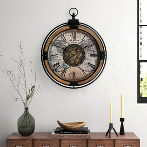 30-inch đơn mặt sắt kim loại đồng hồ treo tường siêu lớn túi đồng hồ thiết kế thực sự di chuyển bánh răng kim cho phòng khách vị trí - Product Image 6