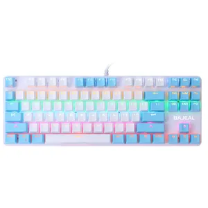 OEM K100 zweifarbige 87-Tasten-Grünachse Farbe Mechanische Temperatur Leuchtende echte mechanische kabel gebundene Gaming-Tastatur für E-Sport