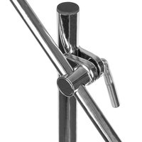Support de basse pour basson professionnel en métal argenté, col de cygne, sur pied, hauteur 95 cm, diamètre 23 cm