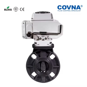 วาล์วผีเสื้อพลาสติก PVC พร้อมตัวกระตุ้นไฟฟ้าแบบหมุน 24V DC ขนาด DN200 8 นิ้ว หน้าแปลนคู่ พร้อมซีลยาง EPDM ลดราคาพิเศษ COVNA B2B - Product Image 5